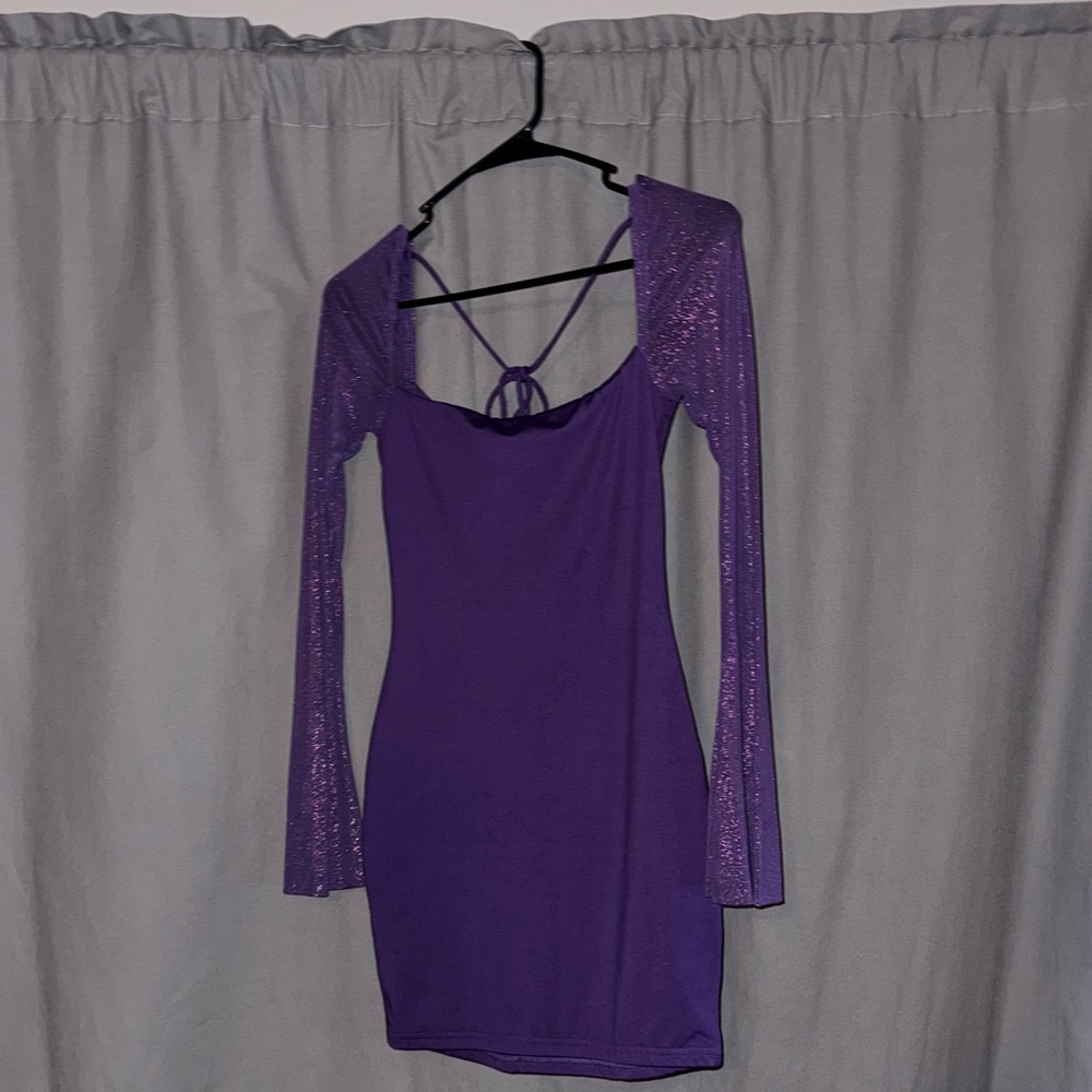 Purple dress! Sparkly mesh sleeves. Size: small (2-6), Brand: Lucy in the sky